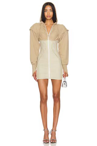 Open Seam Zip Hoodie Dress in Taupe | Revolve Clothing (Global)