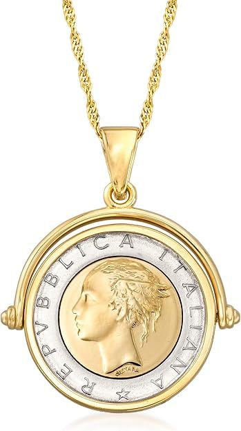 Ross-Simons Genuine Lira Coin Necklace in 18kt Gold Over Sterling From Italy | Amazon (US)
