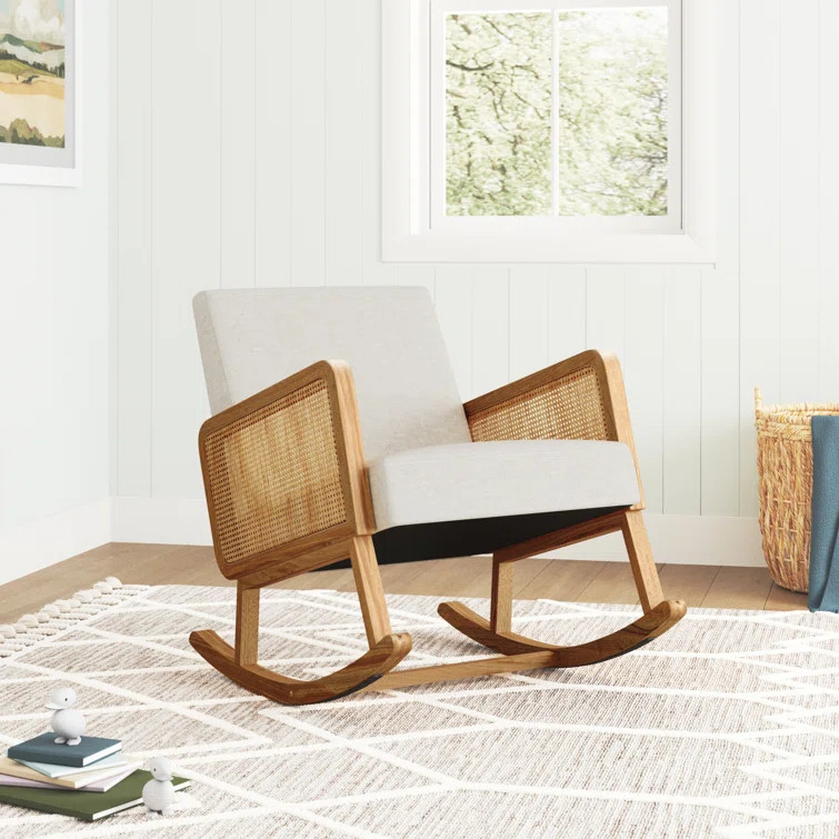 Adena Rocking Chair With Rattan Arms | Wayfair North America