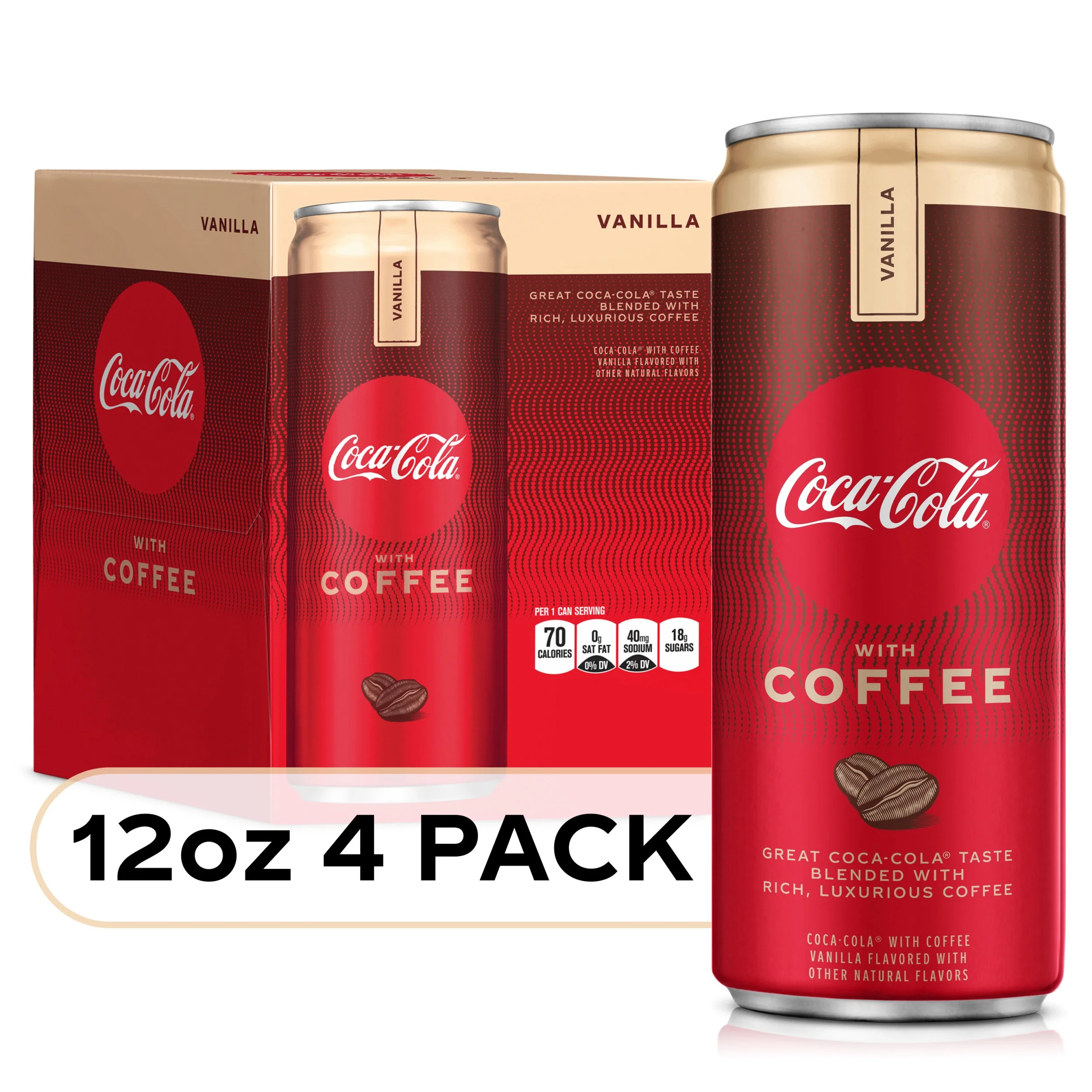 Coca-Cola with Coffee Vanilla Cans, 12 fl oz, 4 Pack - Walmart.com | Walmart (US)