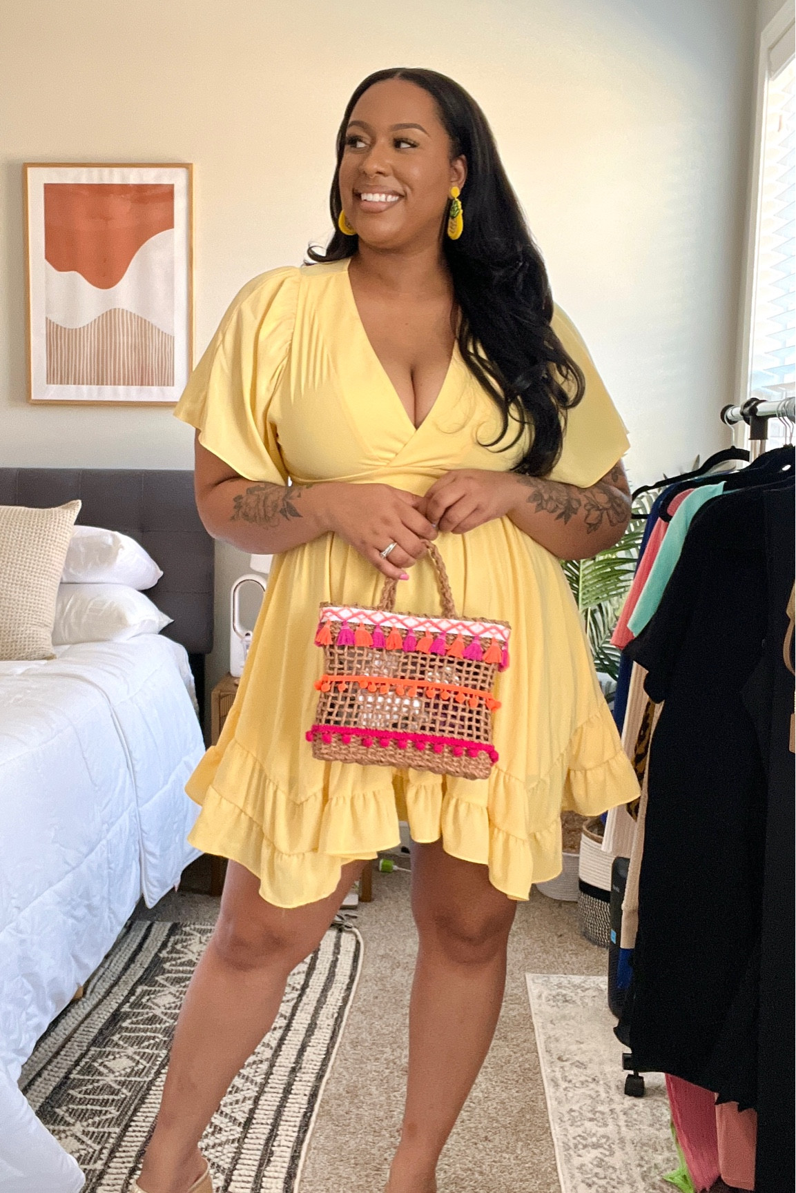 Yellow Amazon Dress XXL
SHEIN Straw Bag
Pineapple Earrings from Amazon
Heeled Mules from Target

#LTKbeauty #LTKcurves #LTKstyletip