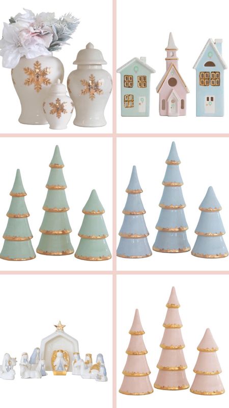 Christmas ceramics. Hand made holiday decor perfect for your built ins. Pastel Christmas decorations for grand millennials! 

#LTKstyletip #LTKSeasonal #LTKHoliday