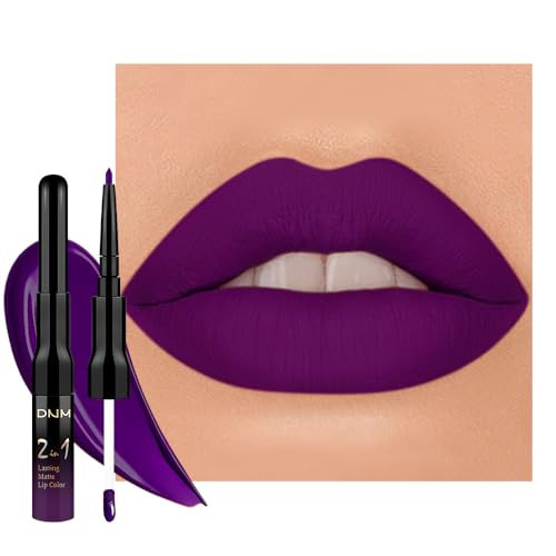 1Pcs 2 in 1 Purple Matte Lip Liner and Liquid Lipstick Stain Makeup Set for women, Purple Long Lasting Smudge Proof Lip Tint Matte Finish Lip Gloss for All-Day Color Hold Easy to Use 52# | Amazon (US)