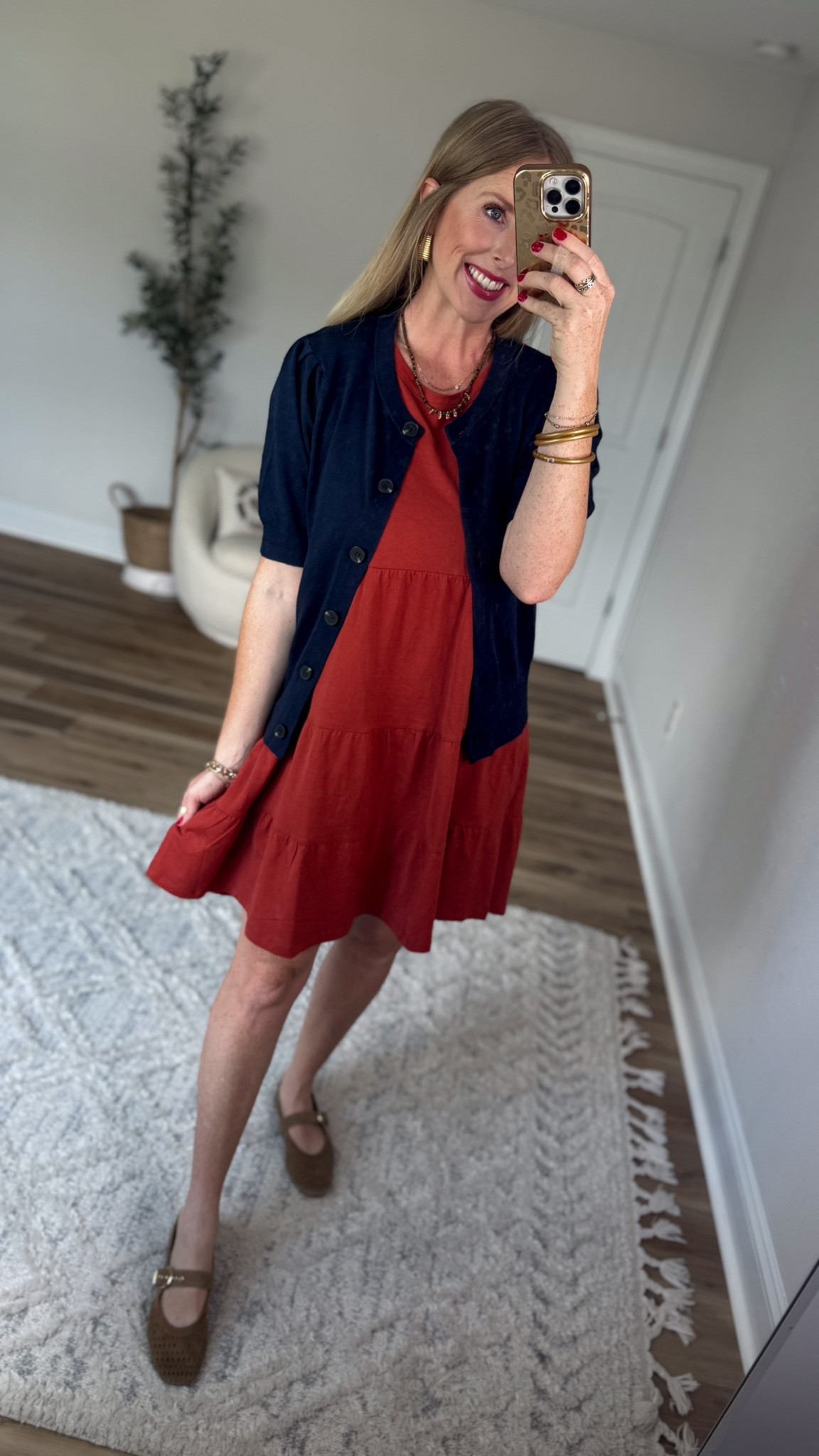 Daily try on, Walmart outfit, Walmart fashion, Walmart style, time and tru, short sleeve cardigan, tshirt dress

#LTKootd