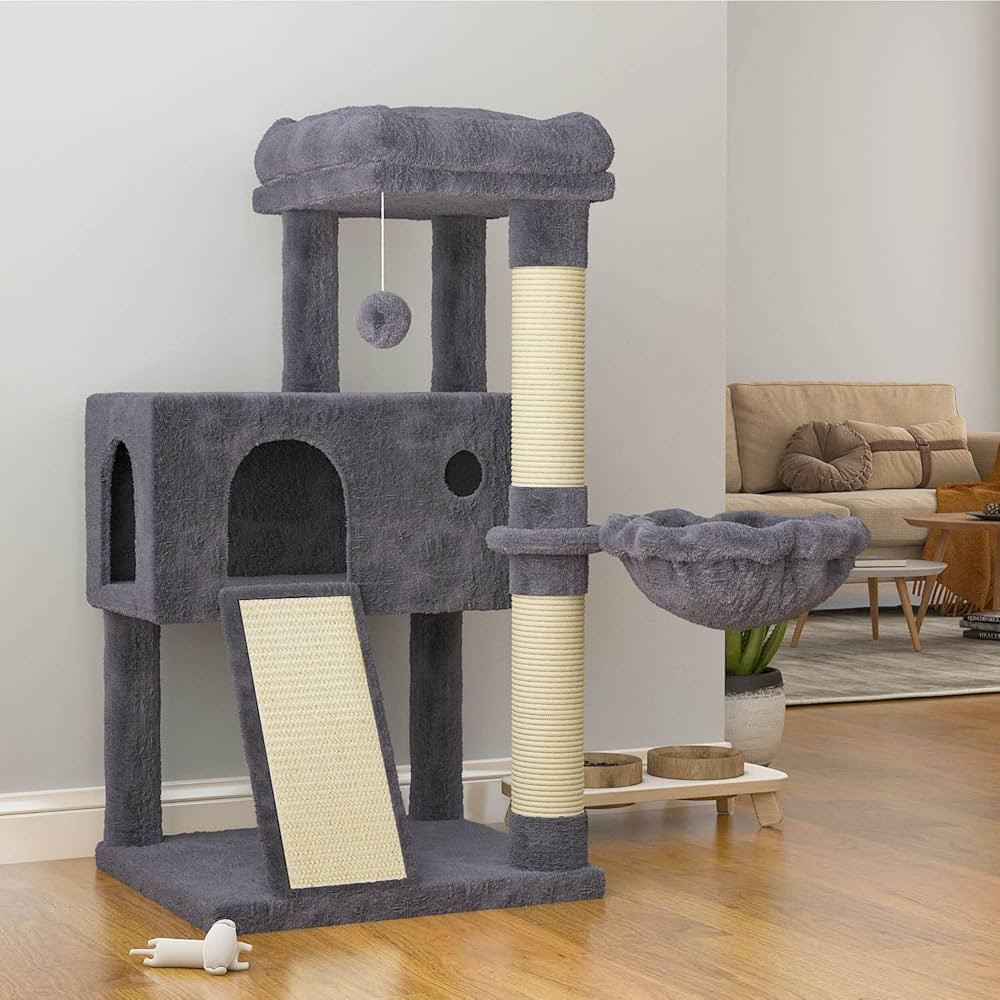 SHA CERLIN 36" Cat Tree with Cat Hammock, Multi-Level Cat Condo with Scratch Post, Ramp and Top P... | Amazon (US)