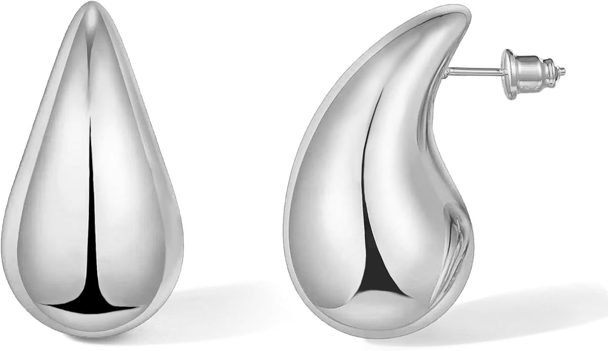 PANSHI Gold Earring Dupes Chunky Gold Hoop Earrings for Women Teen Trendy Hypoallergenic Stud Pos... | Amazon (US)