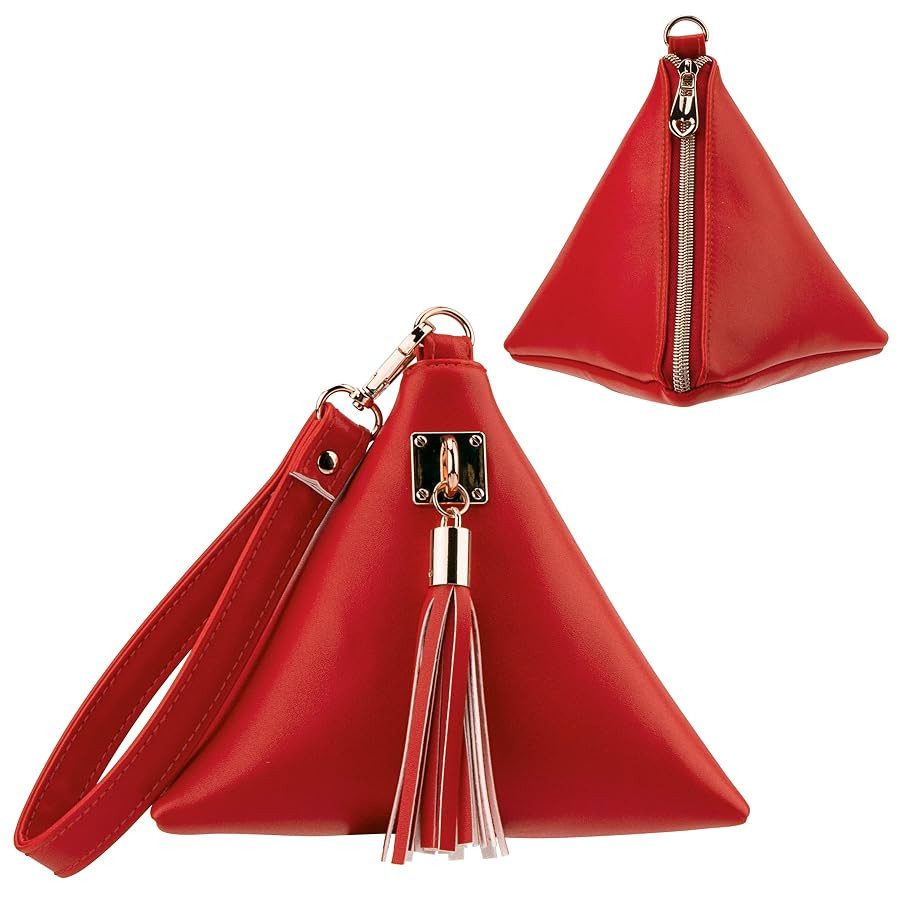 Women Synthetic Leather Clutch Wallet Triangle Wristlet Purse with Wrist Strap | Amazon (US)