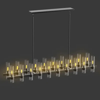 Acevedo 20-Light 68" Dimmable Square / Rectangle Chandelier Glass Kitchen Island Lights | Wayfair North America