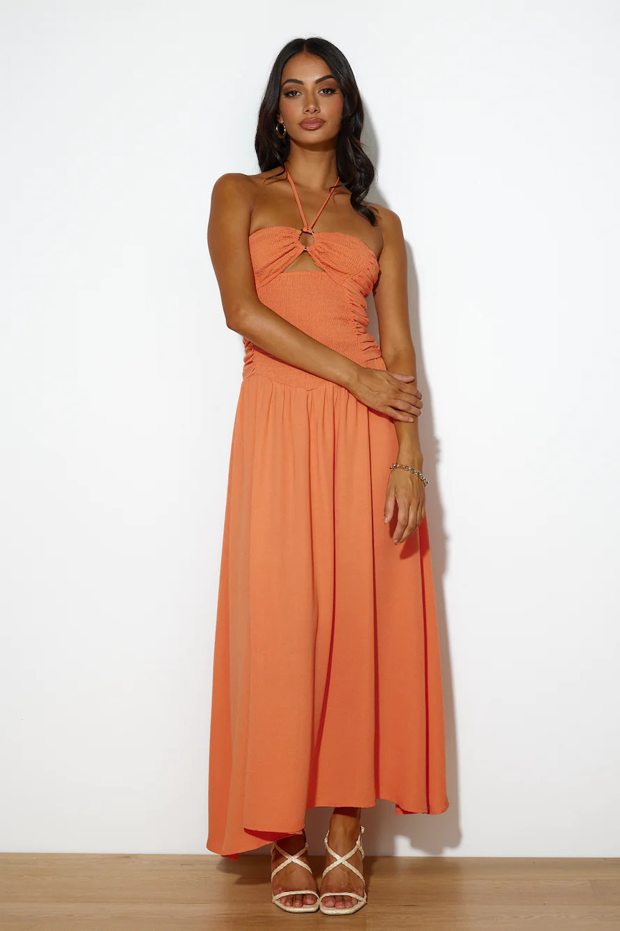 Go Back In Time Maxi Dress Orange | Hello Molly (AU)