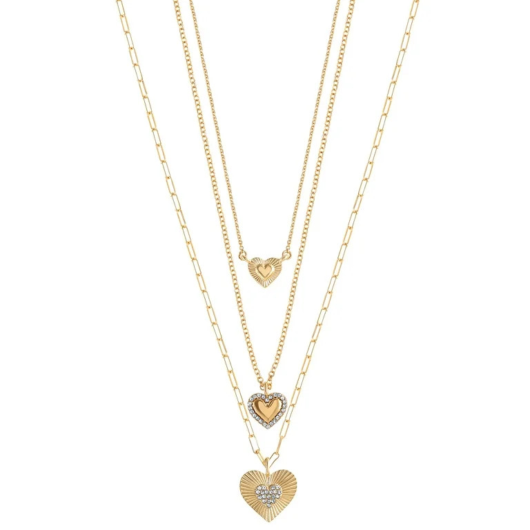 Jessica Simpson Fashion Gold Metal Layer Heart Necklace | Walmart (US)
