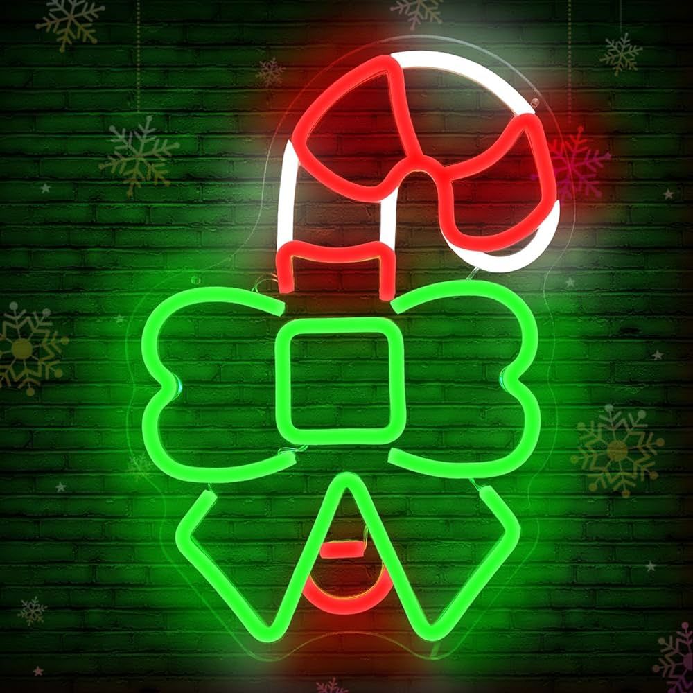 Christmas Candy Neon Sign for Wall Decor Dimmable Christmas Neon Sign for Bedroom Led Neon Light ... | Amazon (US)