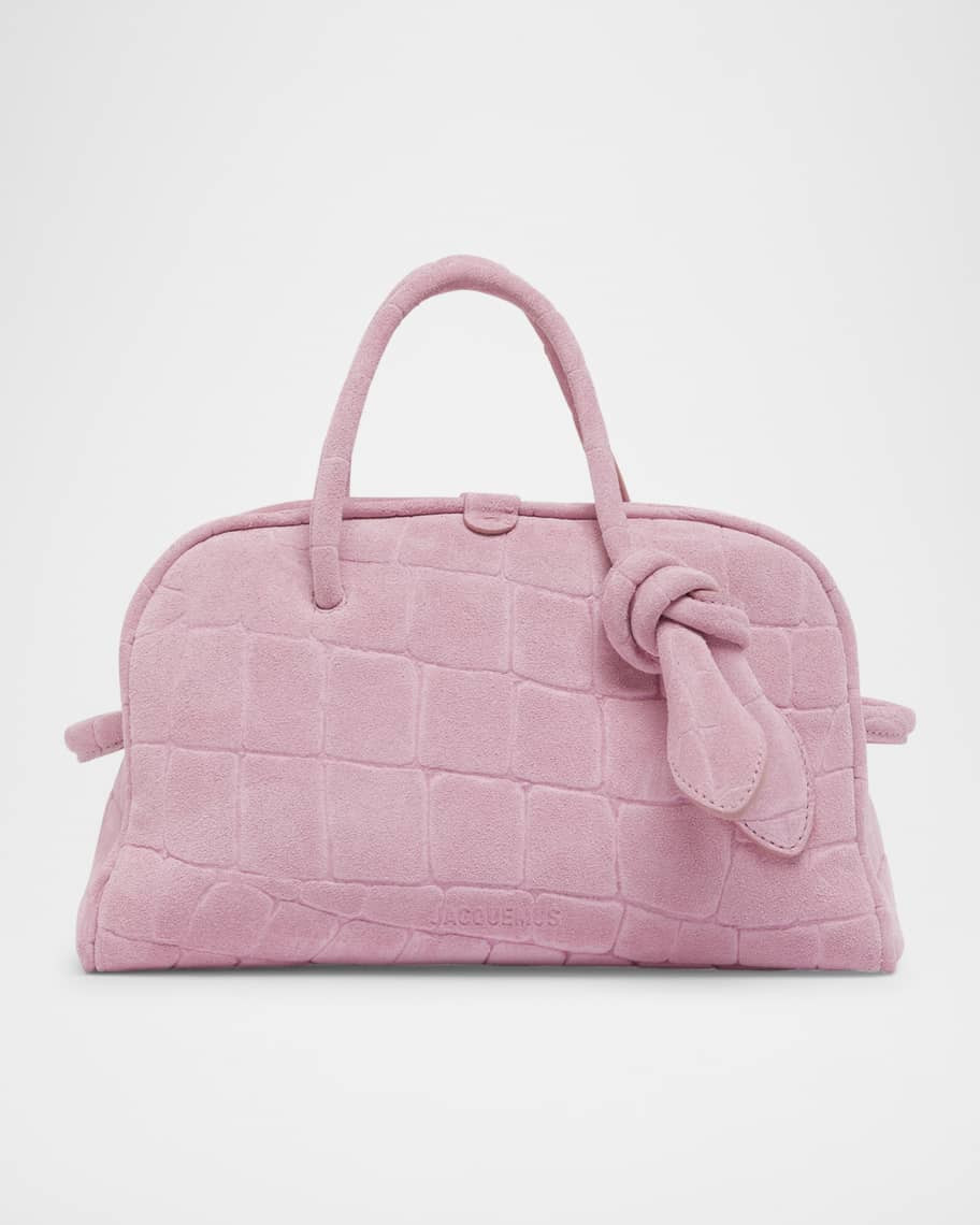 Le Petit Turismo Croc-Embossed Suede Bowling Bag | Neiman Marcus