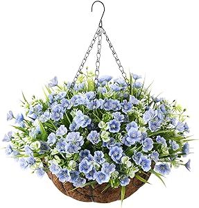 Artificial Silk Flowers in Hanging Basket Outdoor Indoor Patio Lawn Garden Decor,Violet Hanging B... | Amazon (US)