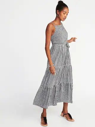 Sleeveless Tiered Gingham Maxi Dress for Women | Old Navy US