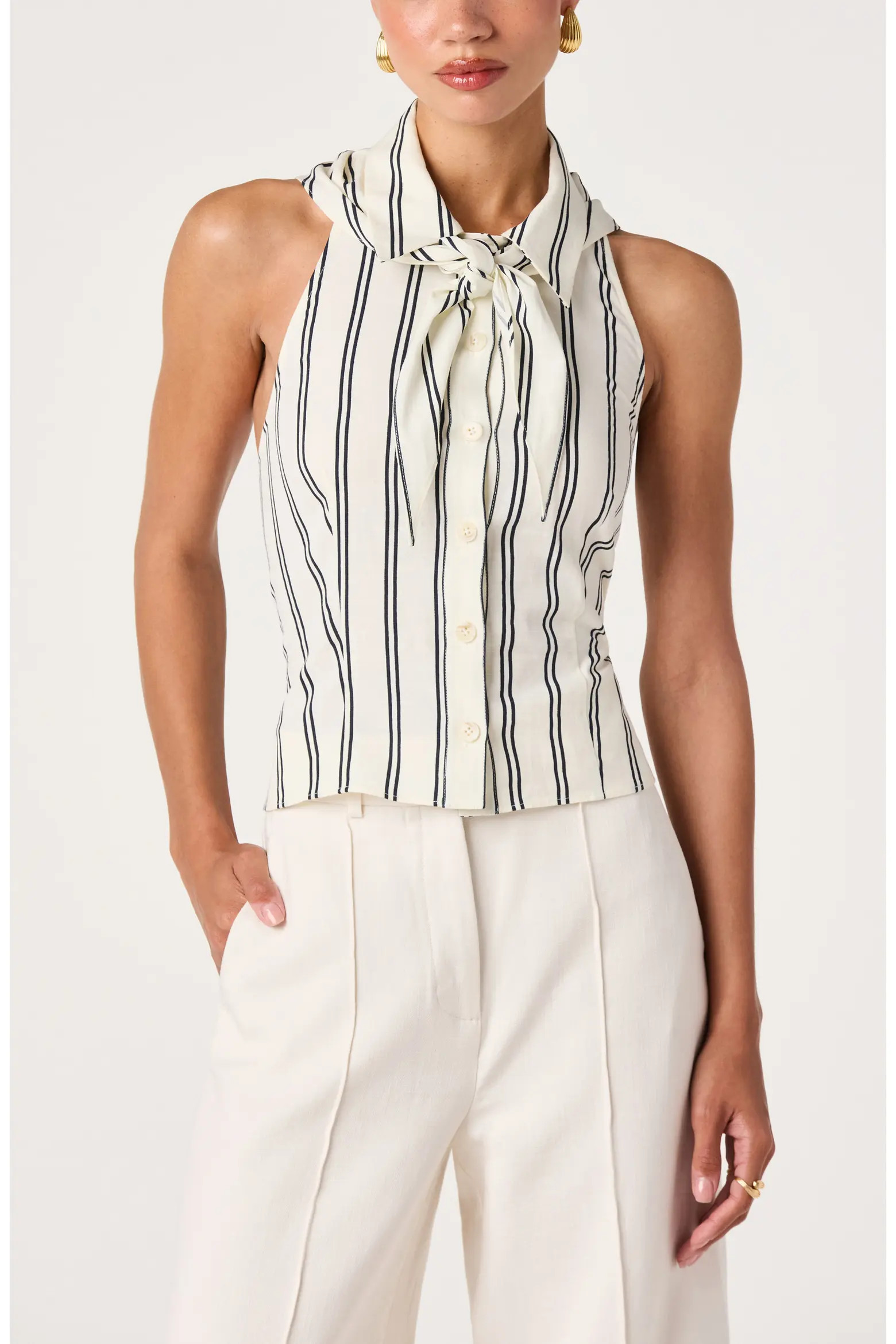 Adrianna Stripe Cotton Halter Top (Women) | Nordstrom | Nordstrom