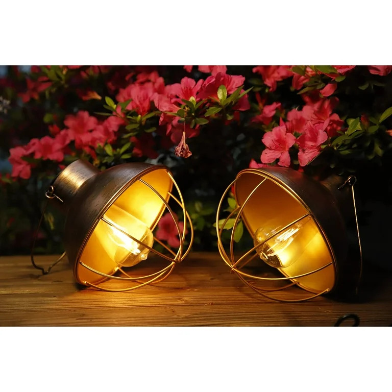 2 Pack YAKii Hanging Solar Lanterns Outdoor Waterproof Vintage Metal Solar Lantern Light with War... | Walmart (US)