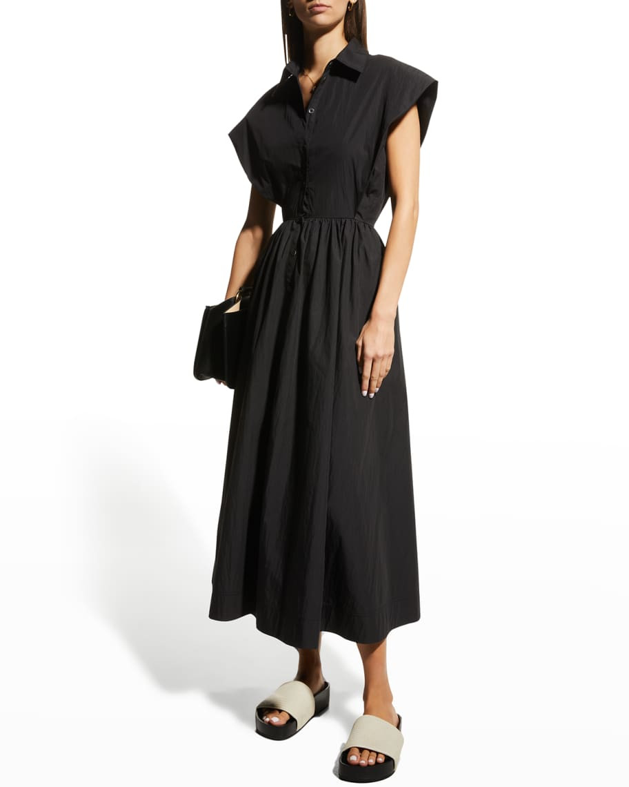 Co Strong-Shoulder Midi Shirtdress | Neiman Marcus