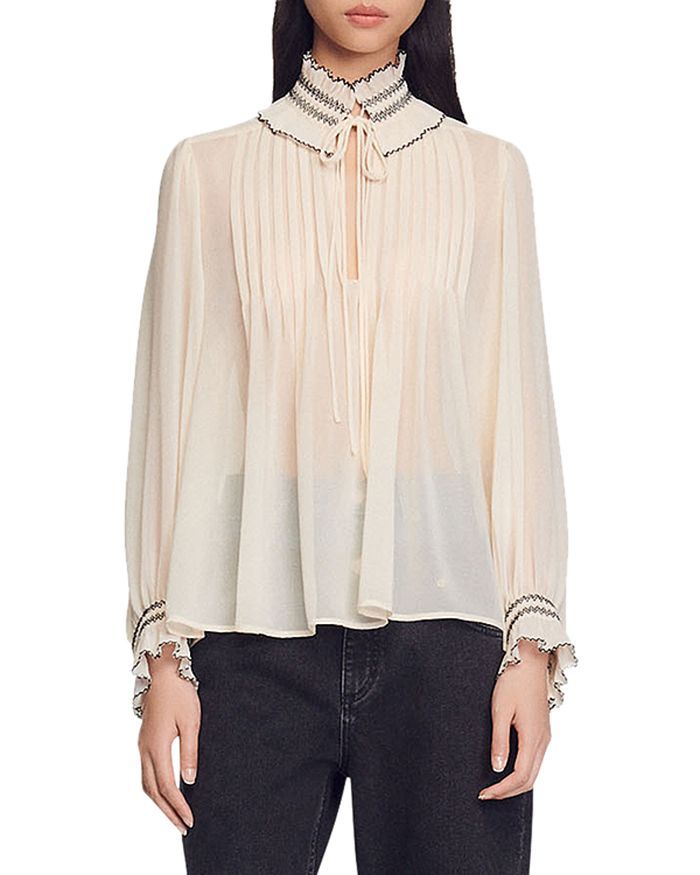 Sandro
            
    
                    
                        Jacinthe Tie Neck Blouse | Bloomingdale's (US)