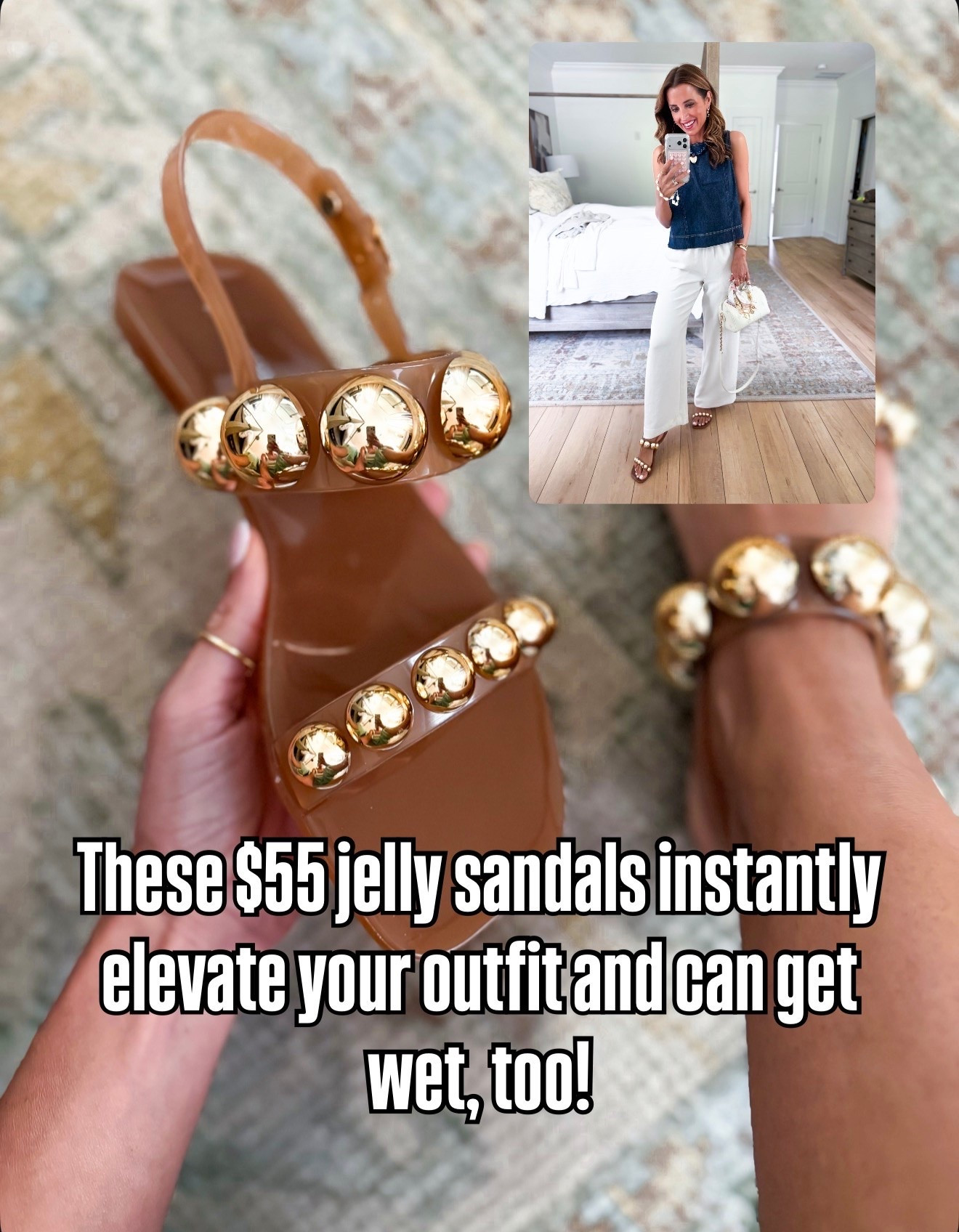 I love these $55 jelly sandals that can get wet as well. Whole sizes only. I’m an6.5 and sized up to a 7! Summer outfits. Elevated casual outfits. Beach vacation. Beach outfit. Vacation outfit.

#LTKootd #LTKTravel #LTKSwim