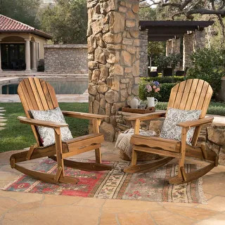Malibu Outdoor Adirondack Rocking Chair (Set of 2) by Christopher Knight Home - Grey | Bed Bath & Beyond