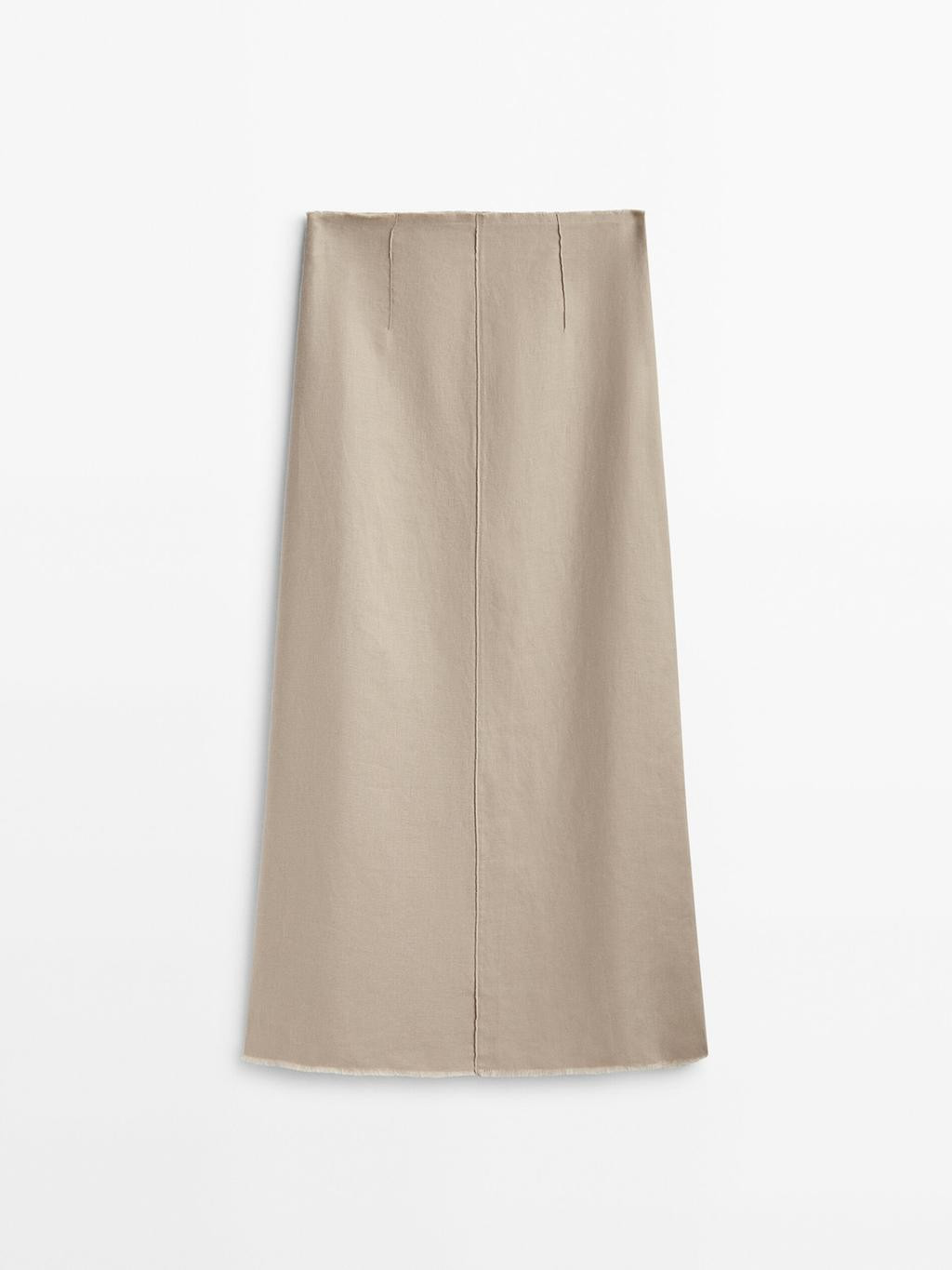 100% linen midi skirt with seam detail | Massimo Dutti US