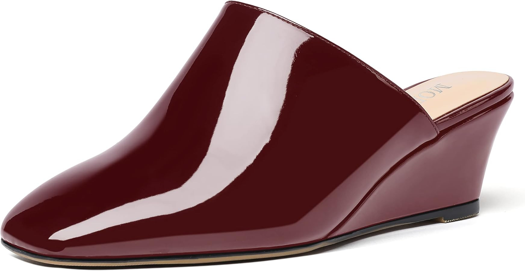 MODENCOCO Women's Slip On Comfortable Patent Dating Casual Square Toe Wedge Low Heel Mules Shoes ... | Amazon (US)