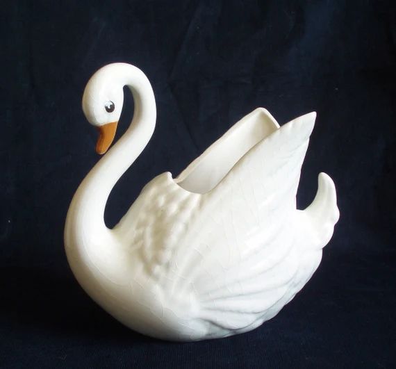 Large Vintage Ceramic Swan Planter | Etsy | Etsy (US)