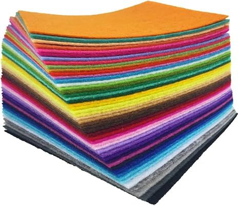 flic-flac 48PCS 8 x 12 inches (20 x 30cm) Assorted Color Felt Fabric Sheets Patchwork Sewing DIY ... | Amazon (US)