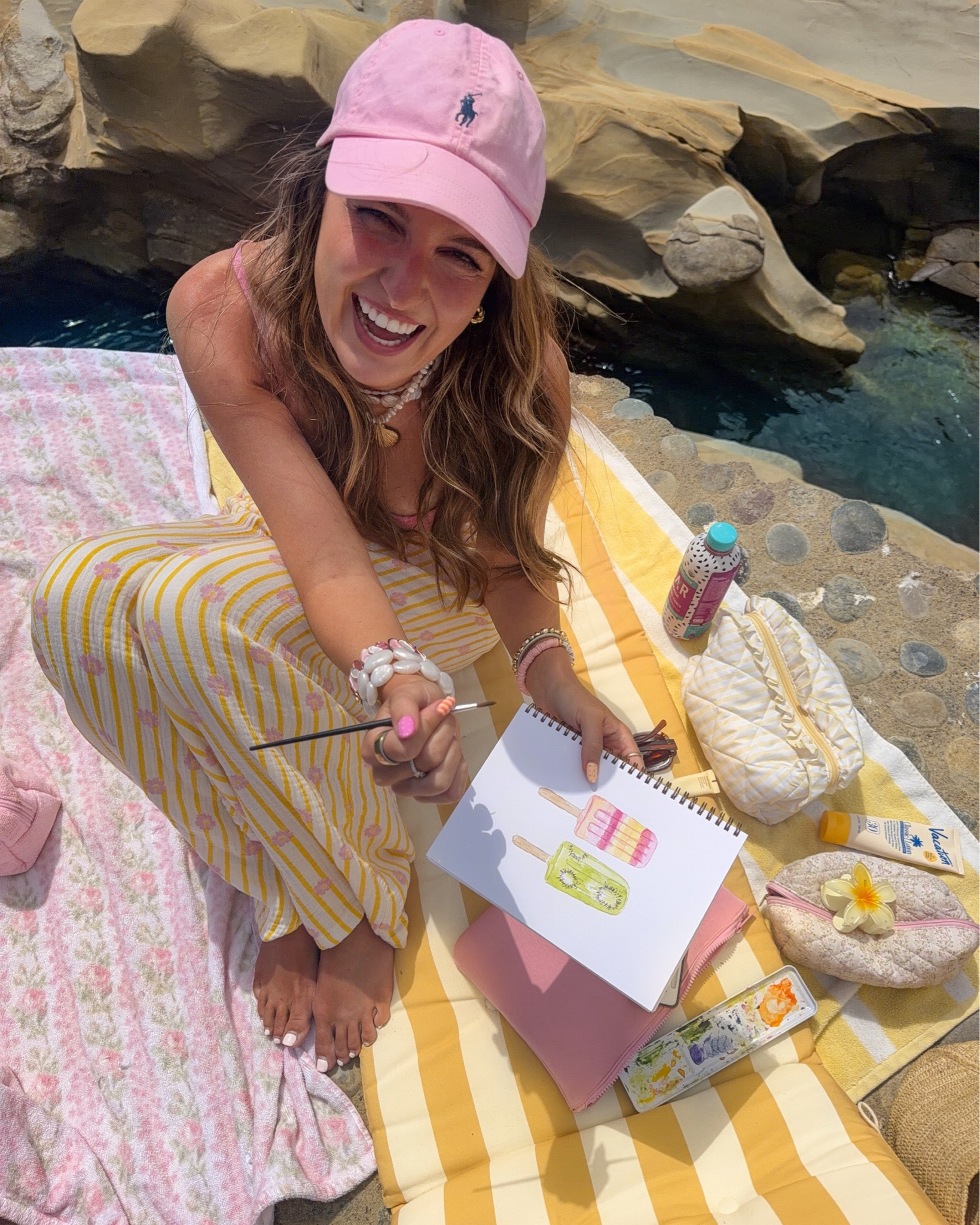my favorite kind of beach day 🎨🌊🌸☀️🏝️

pants are from hello moon shop 🩷 the book i have is the “tropical” one! I also have the notecards, they’re so fun to paint for birthday cards or for a loved one 🫶🏻 
#summeroutfit #beachoutfit #outfitinspo #ootd

#LTKmorningroutine #LTKvlog #LTKdayinmylife