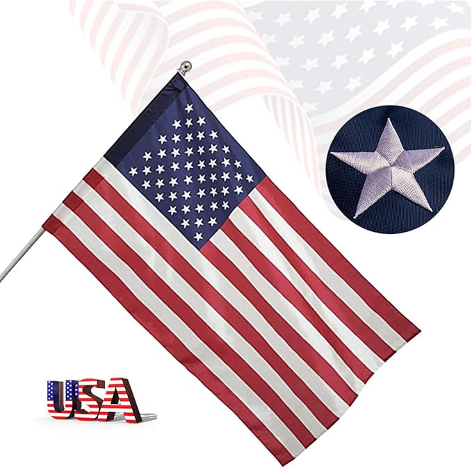 American Flag 2.5x4 Ft Pole Sleeve Banner Style-Embroidered Stars,Sewn Stripes,UV Protected,heavy... | Amazon (US)