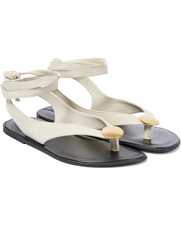 Suede Flat Sandals for Women with Metal Circular Ankle Strappy Ladies Fashion Cute Summer Flip Fl... | Amazon (US)