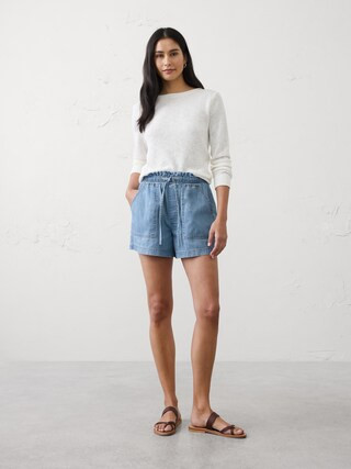 Mid-Rise Summerweight Denim Pull-On Short | Banana Republic Factory