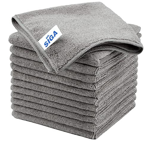 MR.SIGA Microfiber Cleaning Cloth, All-Purpose Microfiber Towels, Streak Free Cleaning Rags, Pack of 12, Grey, Size 32 x 32 cm(12.6 x 12.6 inch) | Amazon (US)