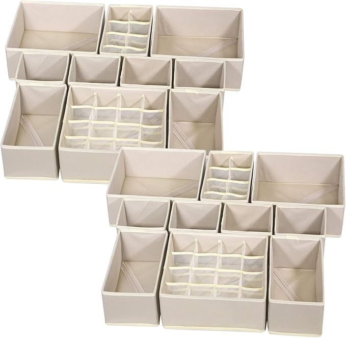 21 Pack Foldable Drawer Organizer Dividers Cloth Storage Box Closet Dresser Organizer Cube Fabric... | Amazon (US)