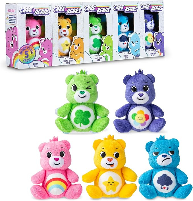 Micro Teenies - Care Bears 3" Micro Plush 5-Pack Treasure Box - Cheer, Laugh A-Lot, Good Luck, Gr... | Amazon (US)