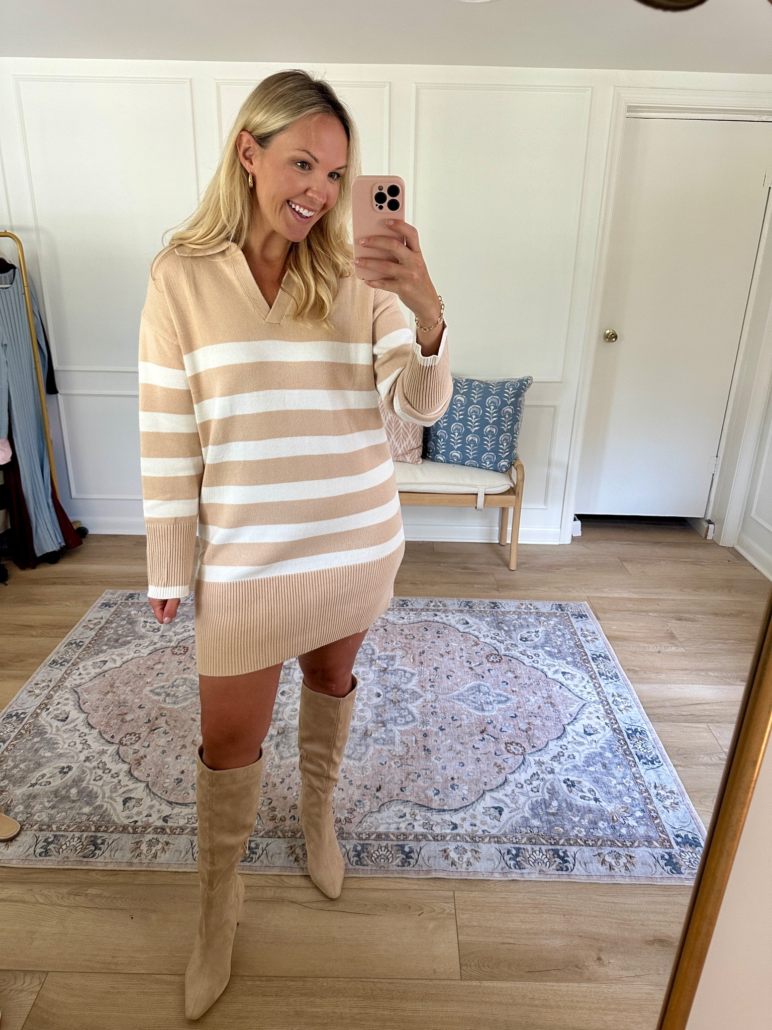 Loose mini sweater dress - love pairing this with tall boots - work outfit - fall outfit - wearing a large 

#LTKMidsize #LTKWorkwear #LTKSeasonal