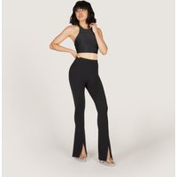 Slit Front Flare Leggings Black High Waisted Tights Workout Slits Yoga Pants Spandex Size S M L Xl Xxl With Regular & Long Tall | Etsy (US)