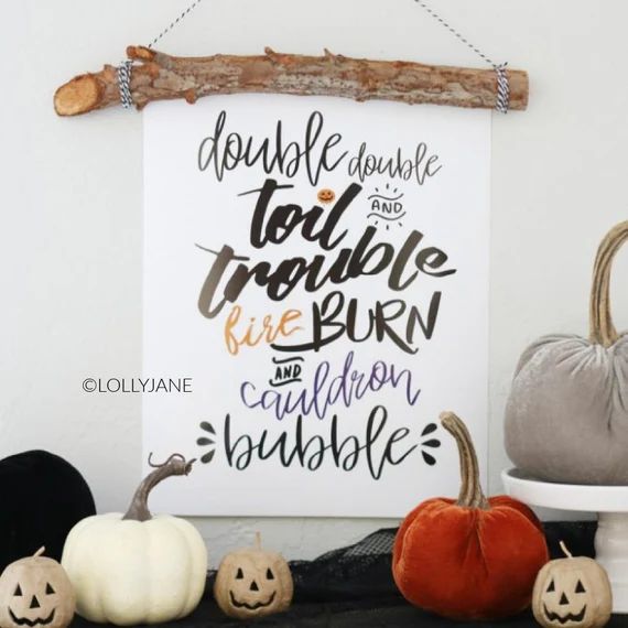 Double Double Toil Trouble Halloween printable art  INSTANT | Etsy | Etsy (US)