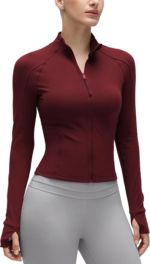 CRZ YOGA Butterluxe Waist Length Jackets for Women - Full Zip Athletic Track Tops with Thumb Hole... | Amazon (US)