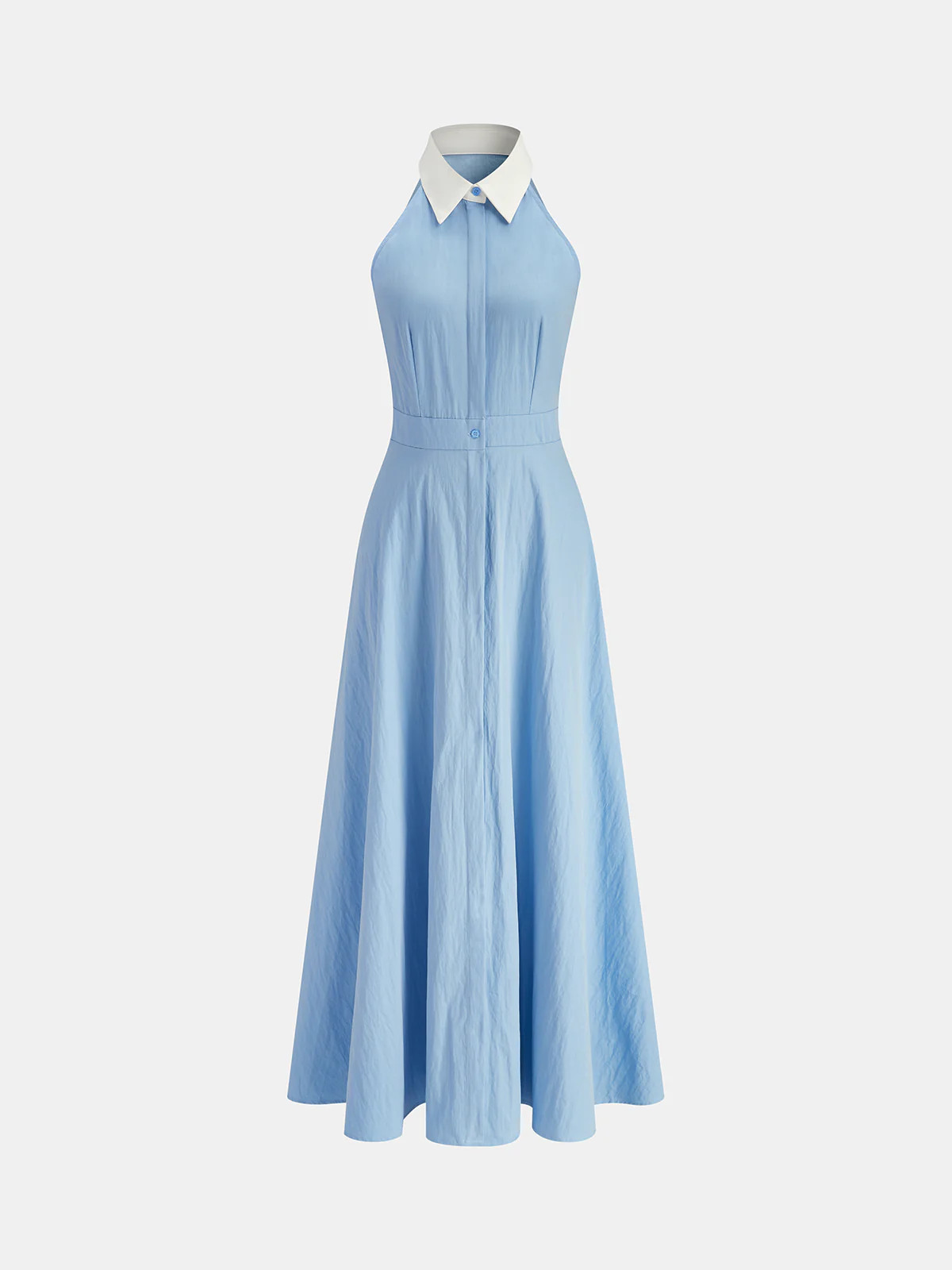 Button Sleeveless Collar Dress | Commense