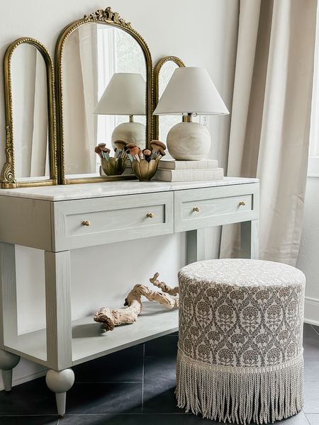Love these linen covered boxes! 

Anthro lamp mirror vanity console stool
#thebloomingnest 

#LTKhome #LTKSeasonal #LTKSpringSale