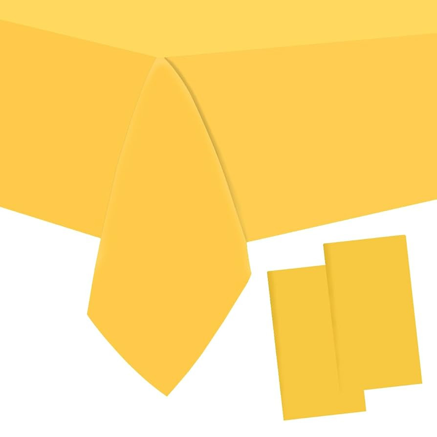 2 Packaging Yellow Plastic Tablecloth, 54 inch x108 inch Rectangular Disposable Party Table Cover... | Amazon (US)