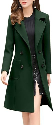 chouyatou Women Elegant Notched Collar Double Breasted Wool Blend Over Coat | Amazon (US)
