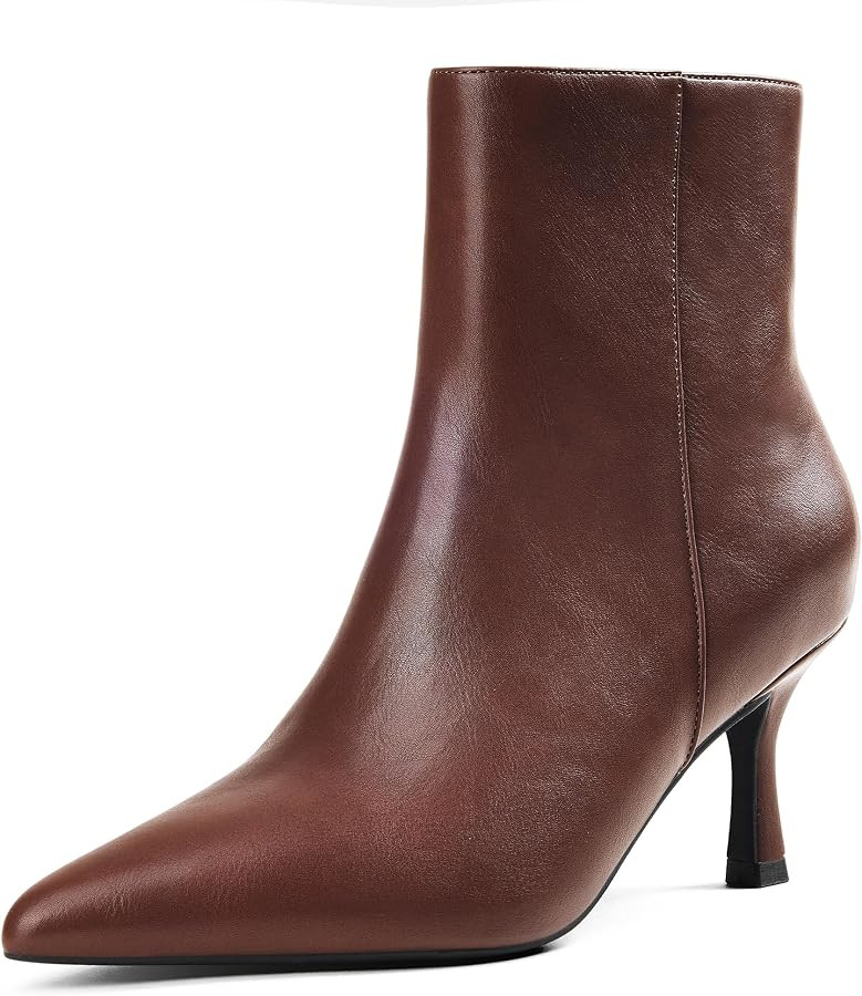 Elisabet Tang Women's Pointed Toe Booties 3 inches Heels Ankle Boots with Side Zipper Dressy Comf... | Amazon (US)