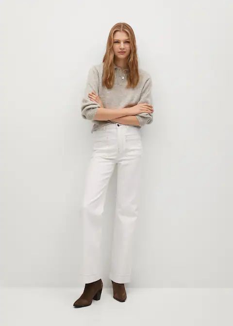 Wide-leg jeans with decorative seams | MANGO (US)