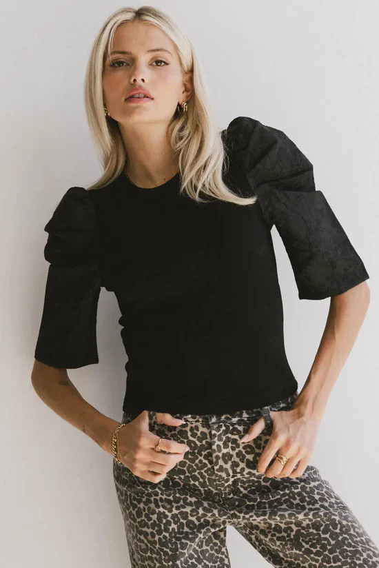 Andrea Mixed Media Top in Black - FINAL SALE | Böhme US