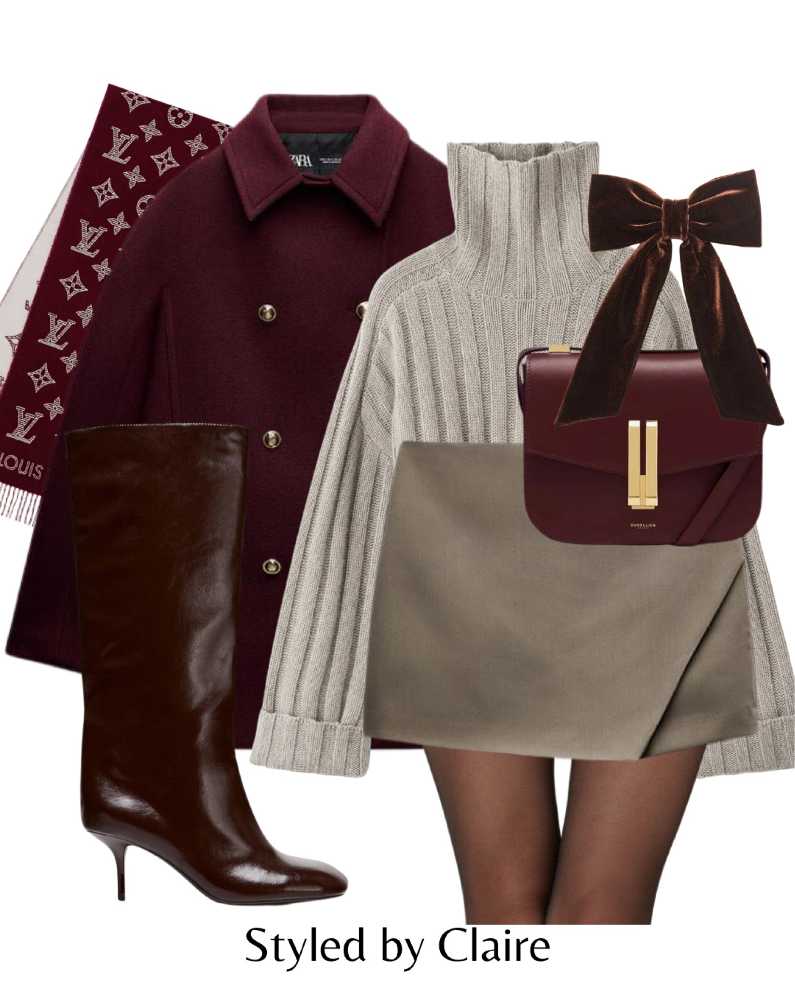 A Festive Outfit🍒
Tags: zara burgundy coat jacket knee high boots leather skirt skirt zara ribbed jumper bow hair Demellier London bag scarf wool fashion winter inspo ideas city break Parisian chic women’s style capsule wardrobe trending colourr fashion winter

#LTKstyletip #LTKwinter #LTKshoes