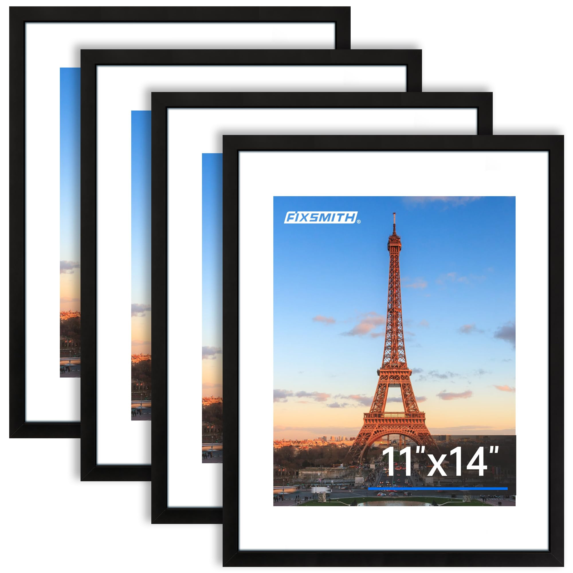 FIXSMITH 11x14 Picture Frame Bulk-4 Pack, Photo Frame with HD Plexiglass, Display Pictures 8x10 w... | Amazon (US)