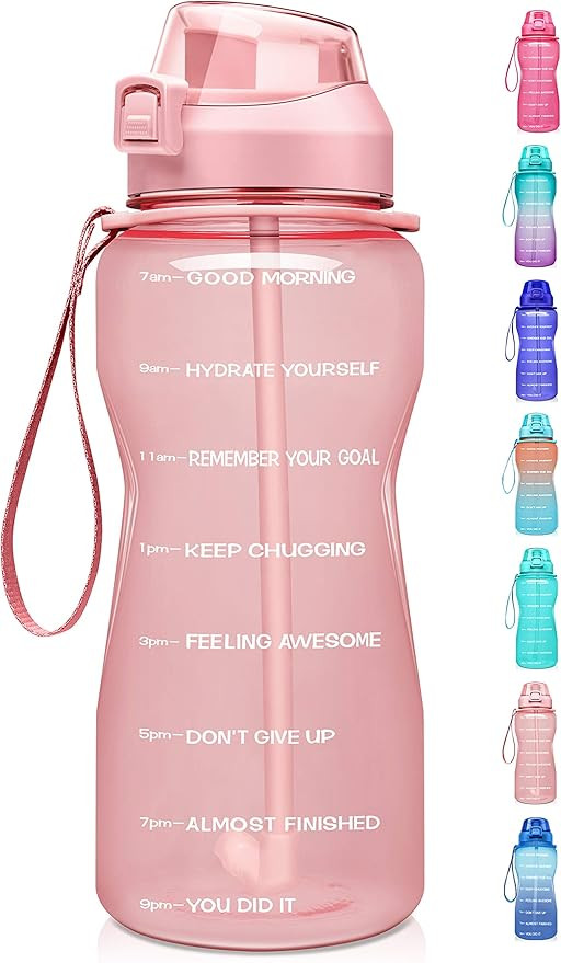 Fidus Large Half Gallon/64oz Motivational Water Bottle with Time Marker & Straw,Leakproof Tritan ... | Amazon (US)