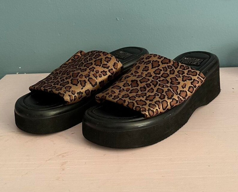 Vintage Y2k Early 2000s Mootsies Tootsies Cheetah Print Platform Slides Size 8.5 - Etsy | Etsy (US)